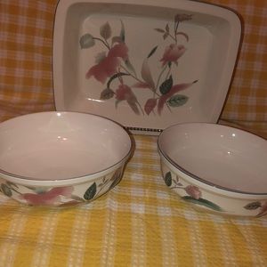 Mikasa Continental Silk Flowers 🌸 2 Serving bowl & Square baker